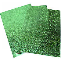 Картон кольоровий A4 3 аркушів "Голографічний" зелений (зірочка) YT-8058/8058-05/Мандарин (топ-2)
