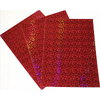 Картон кольоровий A4 3 аркушів "Голографічний" червоний (зірочка) YT-8058/8058-04/Мандарин (топ-2)