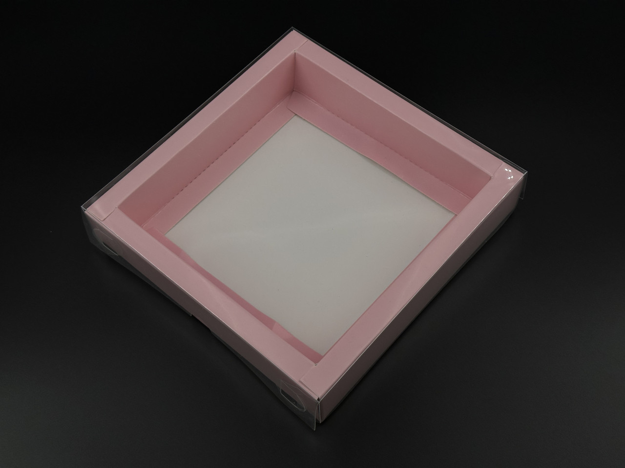 Збірні картонні коробки для подарунків. Рожевий колір. 19.5х19.5х3см, фото 1