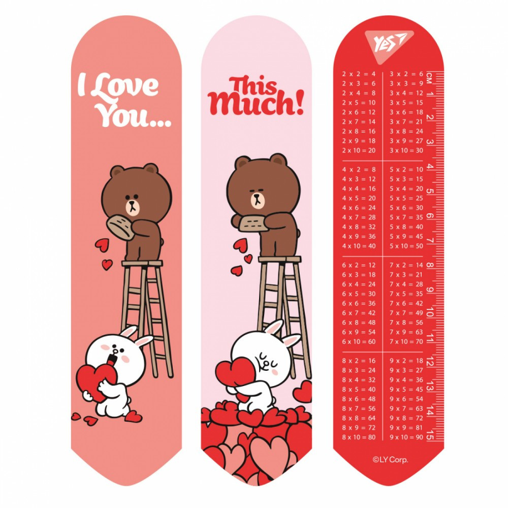 Закладка "Yes" 708136 Line Friends hearts 2D