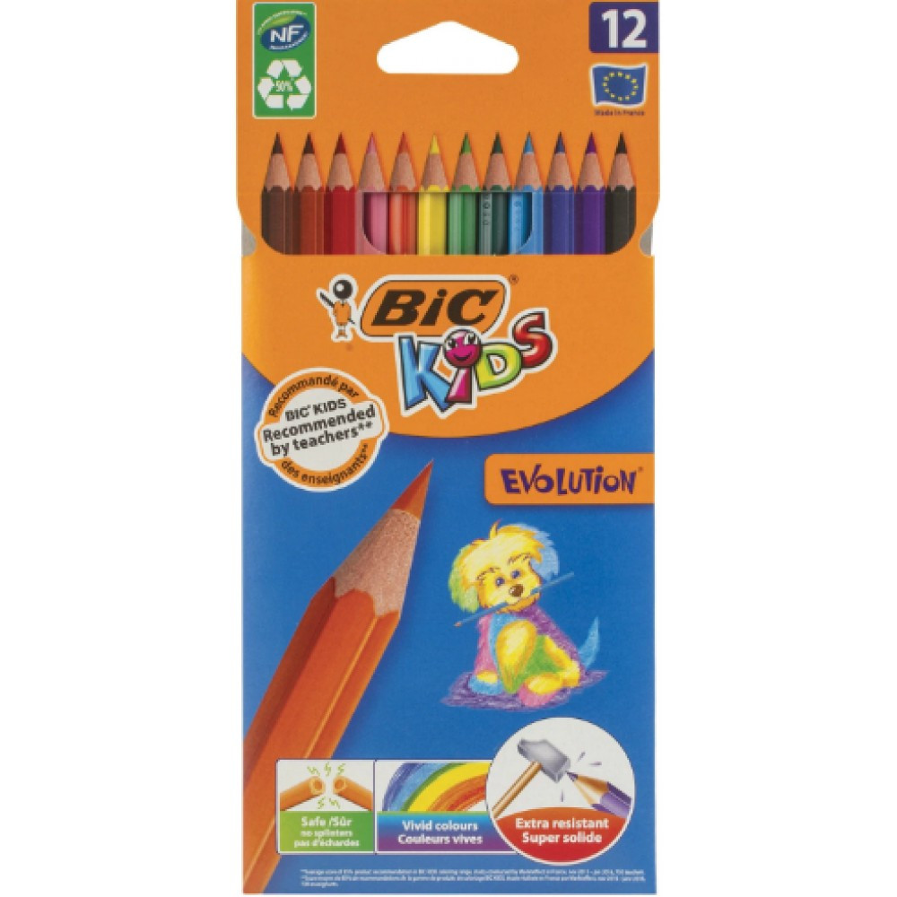 Олівці кольорові 12 кольорів "Bic" 82902910/82902912 Кідс Еволюшен