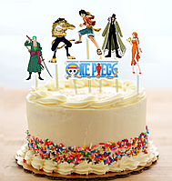 Топери "Ван Піс / One Piece Команда солом'яного капелюха" середні топери в торт (8 см, 6 шт./пач.) вирубування (КАРТОН)