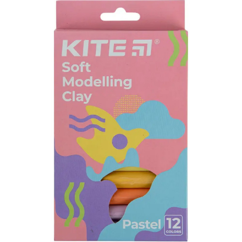 Пластилін "Kite" Fantasy Pastel 12 кольорів 200гр восковий K22-086-2P