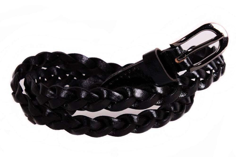 Жіночий вузький ремінь з натуральної шкіри кт6743 чорний, фото 1