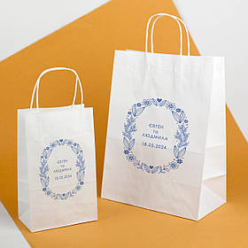 Весільні пакети для короваю з Друком напису 260*150*350 Пакет для гостинців гостям весілля