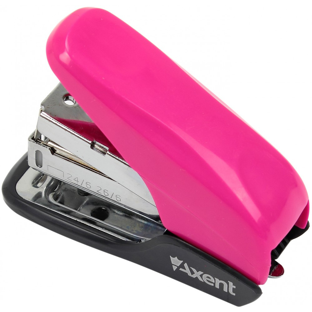 Степлер "Axent" 24/6 20 аркушів 4841-10-A Shell PS пластиковий рожевий