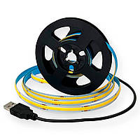 1м LED стрічка з USB 5V 8W COB 4000K (нейтральний) 8 мм для павербанка або USB адаптера