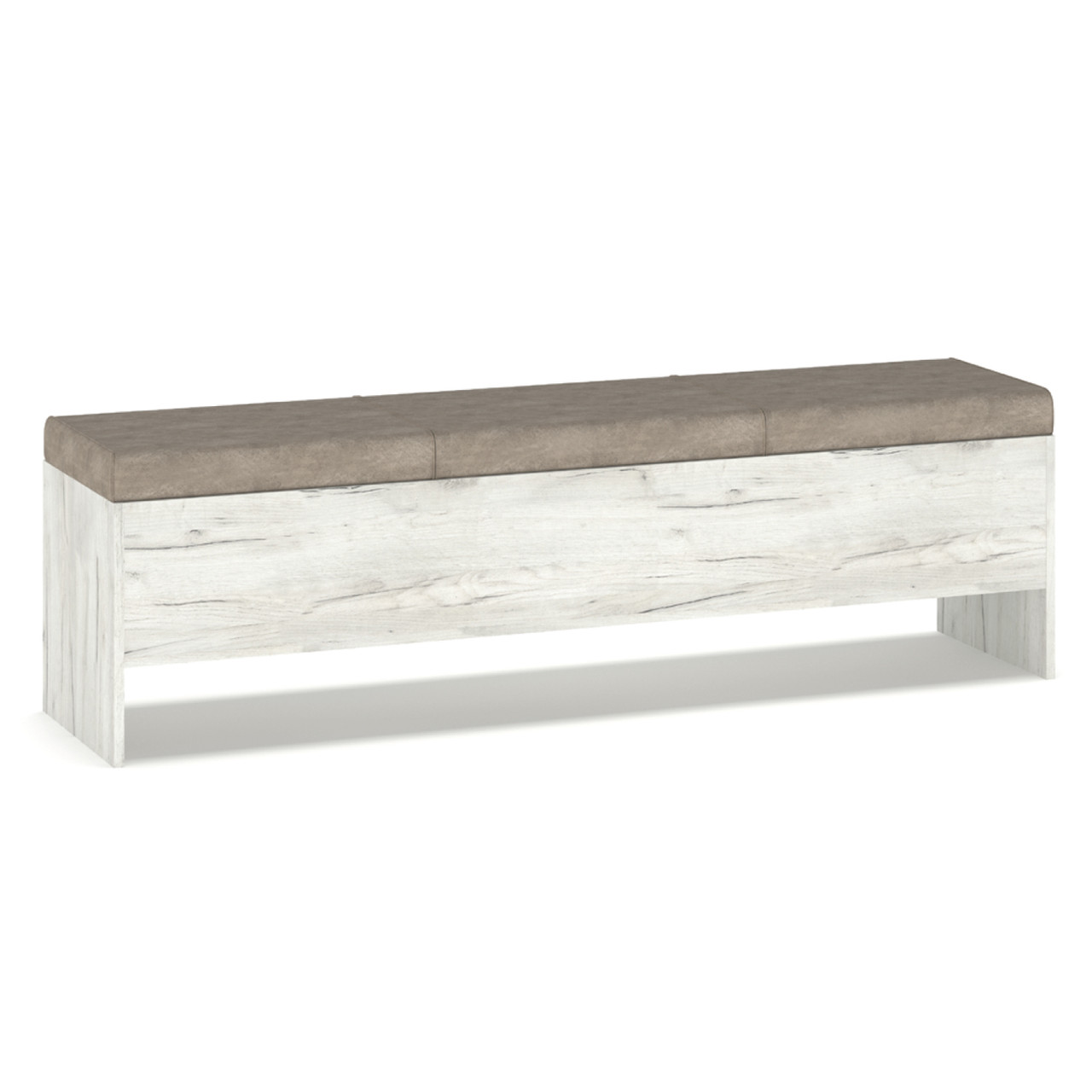 Сучасна стильна банкетка в спальню з нішею для білизни та речей 140 см Кім Мебель Сервіс дуб крафт білий