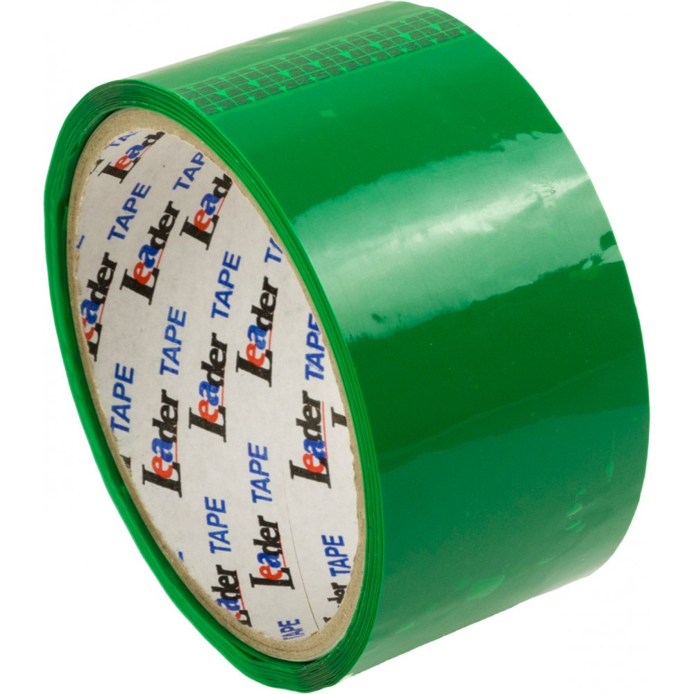 Стрічка клейка пакувальна "Leader" 44ммх30м зелена 395034