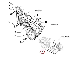 Ремінь генератора з кондиціонером на Fiat Doblo (2009-...) 1.3Mjtd, 55218886