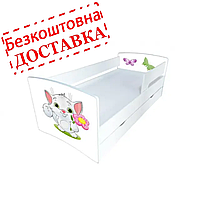 Дитяче ліжко з принтом Котика у дитячу кімнату