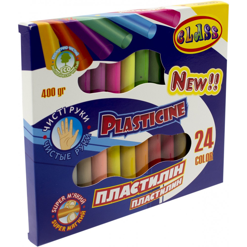 Пластилін "Class" 24 кольори 400гр 7629