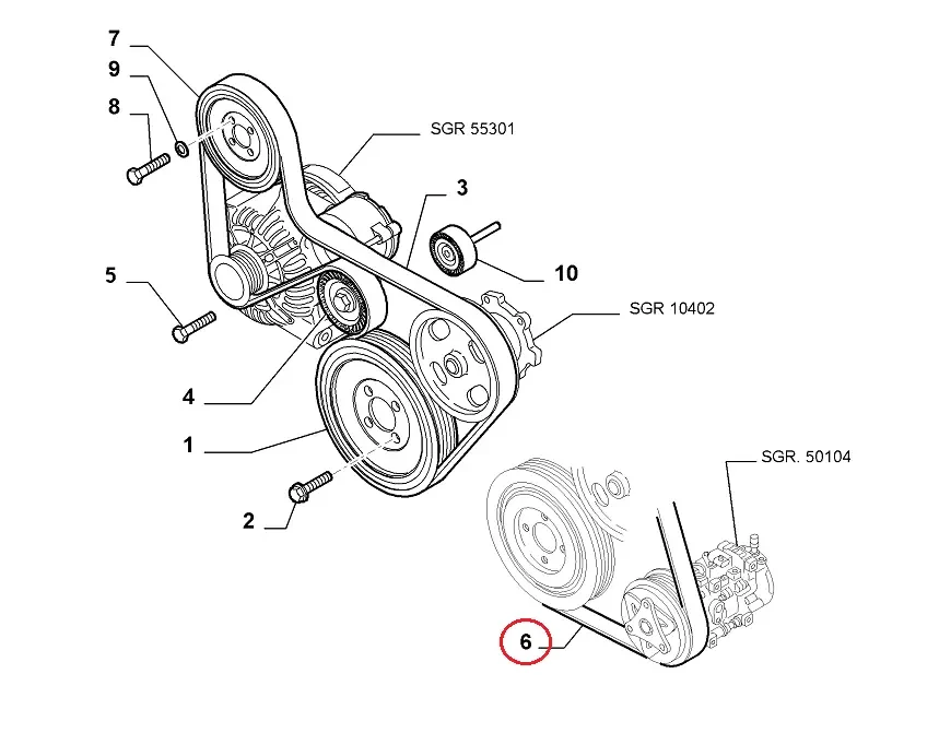 Ремінь генератора на Fiat Qubo, Peugeot Bipper, Citroen Nemo (2008-...) 1.3Mjtd/HDi, 55218886, 5750ZV