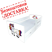 Дитяче ліжко з принтом Єдинорога для дітей