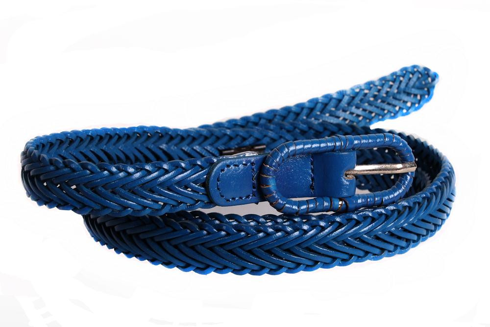 Жіночий вузький ремінь з натуральної шкіри кт6753 синій, фото 1