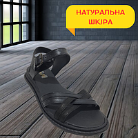 Остання пара! 40 Жіночі повсякденні сандалі з натуральної шкіри на низькому ходу Чорні