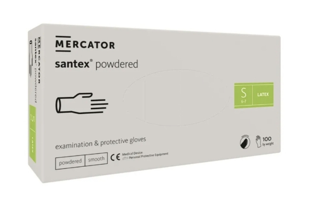 SANTEX POWDERED Рукавички латексні Припудрені, S (Малайзія) (50пар)