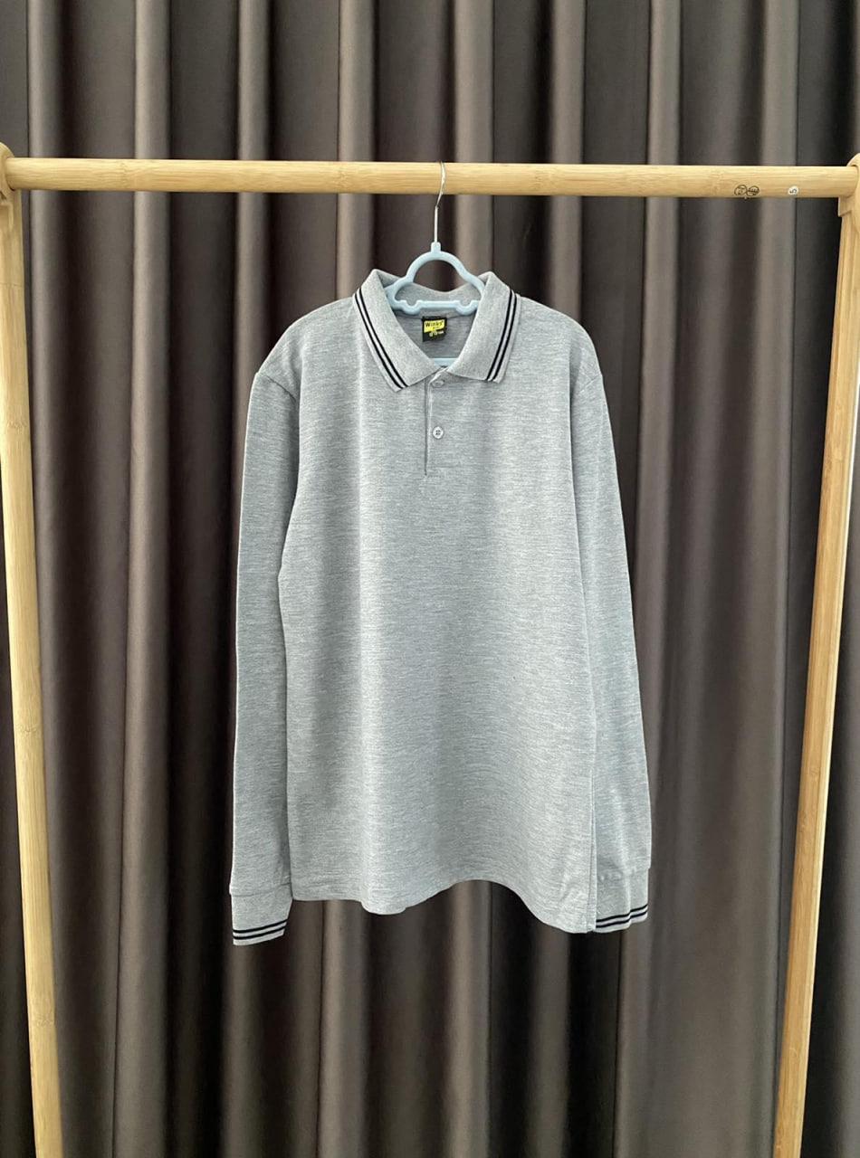 Поло шкільне з довгим рукавом сіре, для хлопчика, розміри 110-152, фото 1