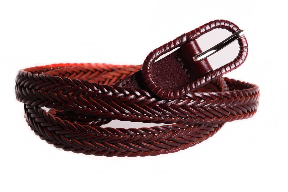 Жіночий вузький ремінь з натуральної шкіри кт6799 коричневий, фото 1