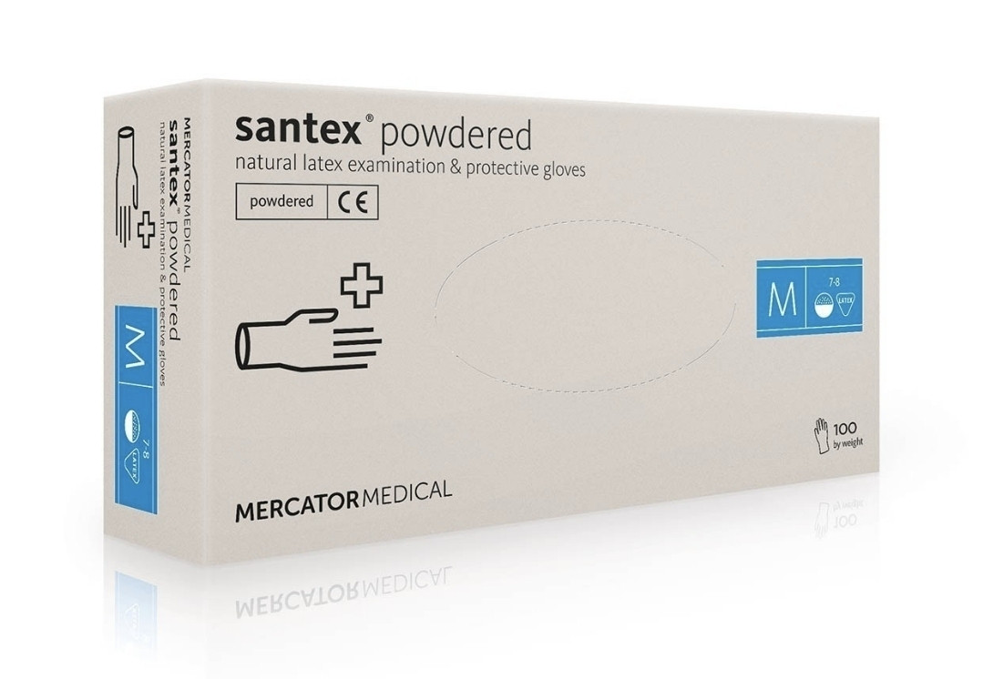 SANTEX POWDERED Рукавички латексні Припудрені,  М (Тайланд) (50пар)