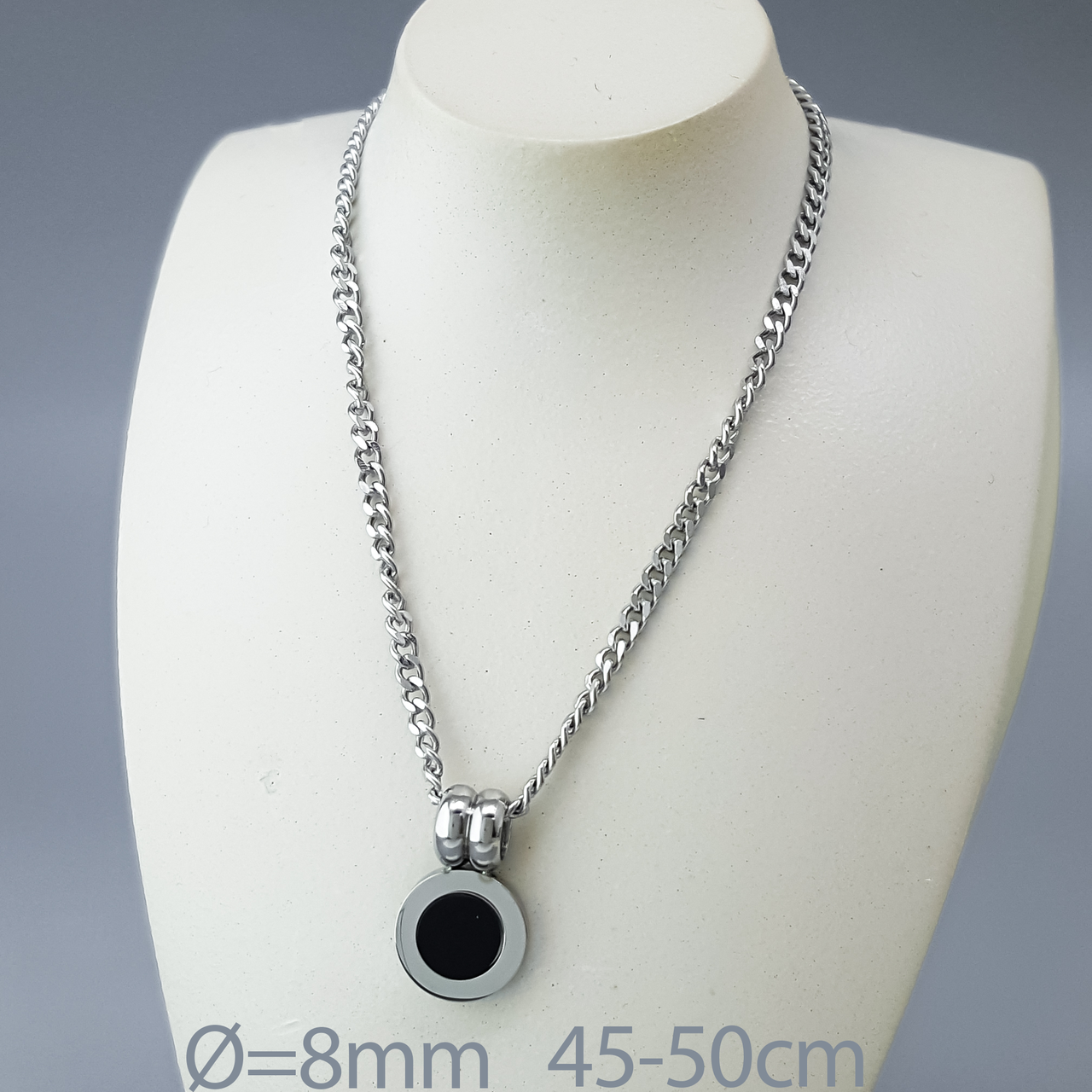Підвіска "Класика" з чорною вставкою, р.45-50, медичне золото Xuping, stainless steel, родій