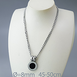 Підвіска "Класика" з чорною вставкою, р.45-50, медичне золото Xuping, stainless steel, родій