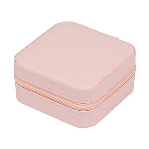 Органайзер для біжутерії та ювелірних прикрас квадратна в ніжному рожевому кольорі з екошкіри розмір 10х5х10 см