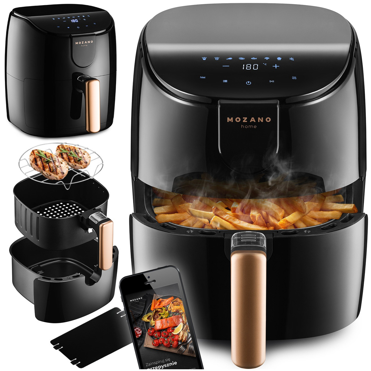Мультипіч, аерофритюрниця Mozano Active Fryer AGD/FRY/01 Gold (4 л., 1500 Вт, Польща), фото 1