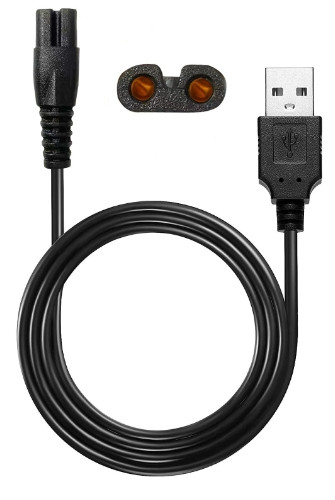 USB кабель 5V для заряджання машинок для стрижки та бритв (2 pin) 6мм між контактами, 1м, фото 1