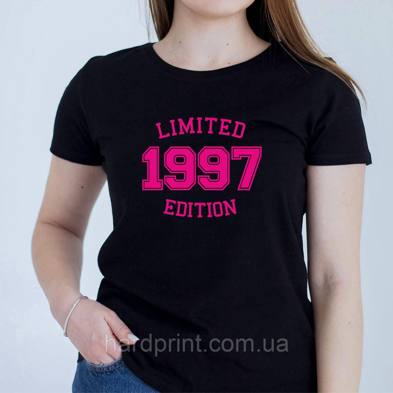 Жіноча футболка. Друк на футболці. Футболка з принтом Limited edition (з твоїм роком народження)