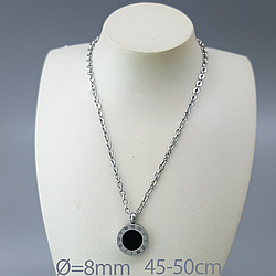 Підвіска "Коло" з чорною вставкою, р.45-50, медичне золото Xuping, stainless steel, родій