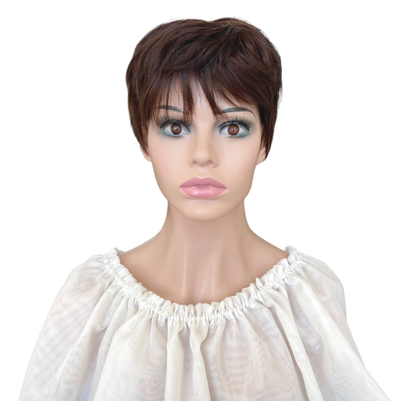 Перука шоколадна каштанова коричнева коротка стрижка, фото 1