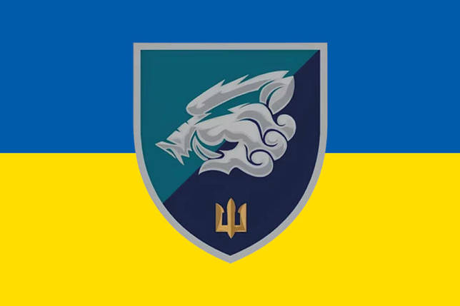 Прапор 18 ОБМП ЗСУ (лого 2) синьо-жовтий, фото 1