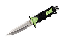 Нож для дайвинга Акула, со стропорезом и пластиковым чехлом с ремнями для крепления на тело