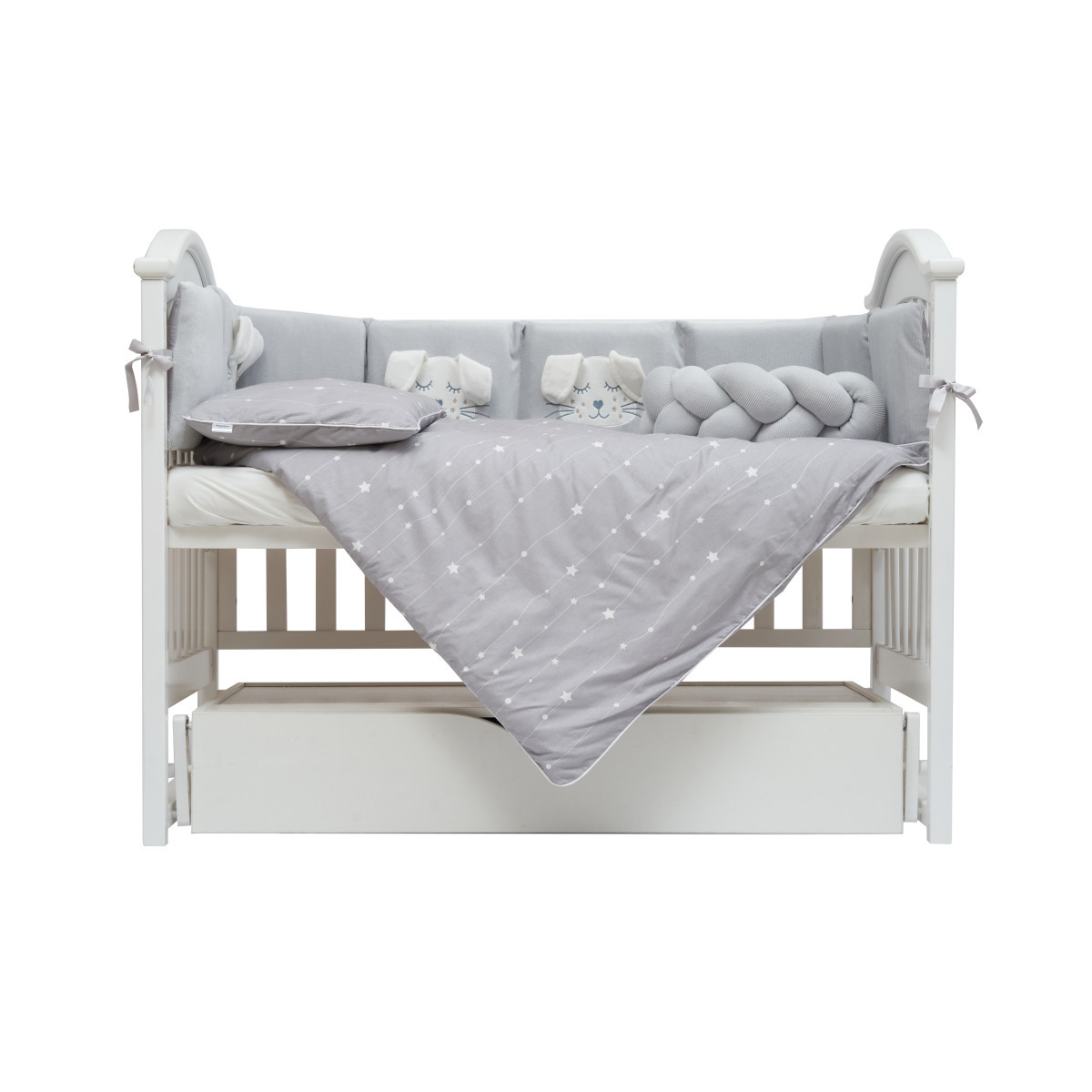 Дитячий постільний комплект на 7 елементів Twins Кролик, grey, фото 1