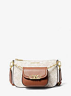 Жіноча сумка Michael Kors Parker Large Empire Signature Logo 2-in-1 Crossbody Bag 32H3G7PC3B VANILLA / LUGGAGE