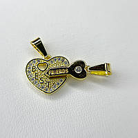 Ювелірна біжутерія сплав Finding Кулон гіпоалергенний підвіска серце 12,2 x 13.2 мм та ключ 13.5 x 6 мм Золотистий K18025