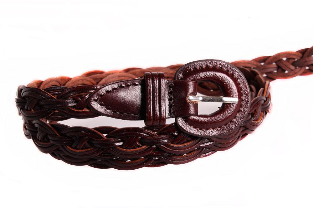 Жіночий вузький ремінь з натуральної шкіри кт7920 коричневий, фото 1