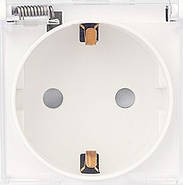 Сенсорний вимикач (2кл.) + Розетка з кришкою 1DAL | Біле Скло (G157D-SW2G-STCR.WT), фото 5