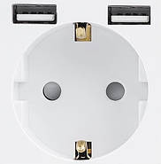 Скляна розетка з USB 1DAL | Білий з З/К + Шторки (G86D-STU2.WT), фото 2