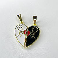 Ювелірна біжутерія сплав Finding Кулон гіпоалергенний підвіска половинки серця Золотистий 20 мм K18027