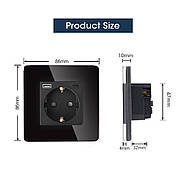 Скляна розетка з USB+Type-C 1DAL | Білий з З/К + Шторки (G86D-STUTC.WT), фото 7
