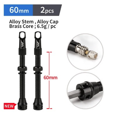 Безкамерний ніпель MANA 60 мм чорний, к-т 2 шт