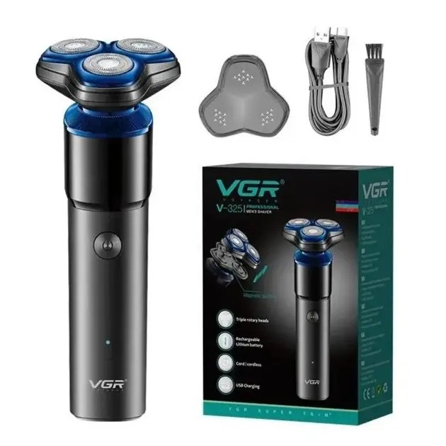 Електробритва VGR V-325 чоловіча професійна роторна акумуляторна для сухого та вологого гоління