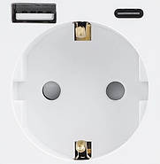 Розетка з USB + Type-C 1DAL | Білий з З/К + Шторки (P86-STUTC.WT), фото 2