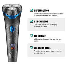 Електробритва VGR V-314 чоловіча професійна роторна акумуляторна для сухого та вологого гоління, фото 5