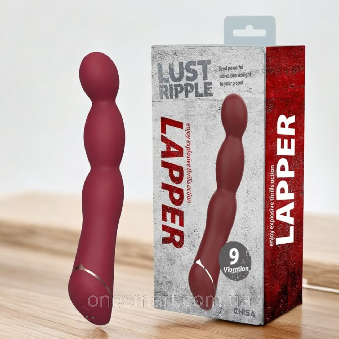 Вібратор гнучкий перезаряджуваний бордовий Lust Ripple "Lapper" Chisa, фото 1