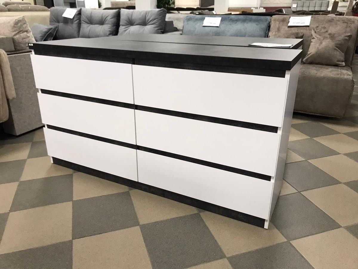 Комод 3Ш+3Ш Мія Біла німфея/Бетон темний Світ Меблів, фото 1