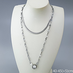 Підвіска 2в1 "Класика" з цирконієм, р.40-45(+5), медичне золото Xuping, stainless steel, родій