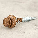 Саморіз RAL 0001 4,8х35 (колір - золотий дуб) в дерево (покрівля/фасад) з шестигранною головкою та шайбою EPDM, фото 4